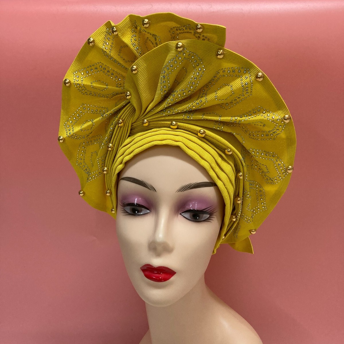 African Ready Made Gele Fabric Aso-Oke Headtie Auto Gele  display picture 1