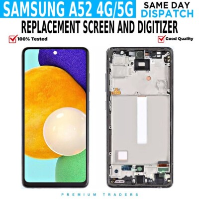 Für Samsung Galaxy A52 4G A525F A526B MIT RAHMEN LCD Touchscreen Display Schwarz