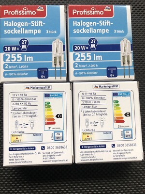 6x dm G4 20W für 12V Halogenlampen 255lm 2750K Dimmbar Stiftsockellampe Halopin