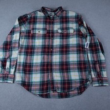 Old Navy Flannel Shirt Mens Large Flap Pocket Button Up Plaid Long Sleeve NWT
