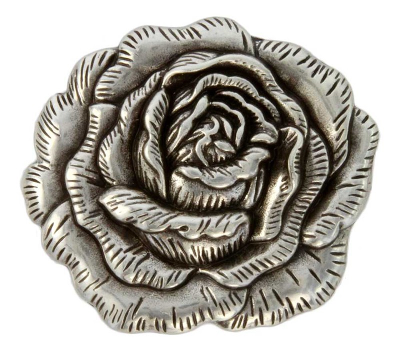 Western Equestrian Tack Antique Silver Rose 1 1/2" Concho's Set of 6