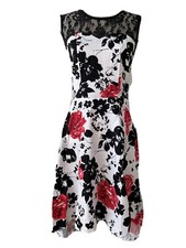 KingFancy Ladies Floral And Lace Hi Low Dress XXL