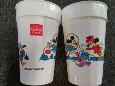 1988 Walt Disney Coca Cola Plastic Cup Lot of 2 5.5