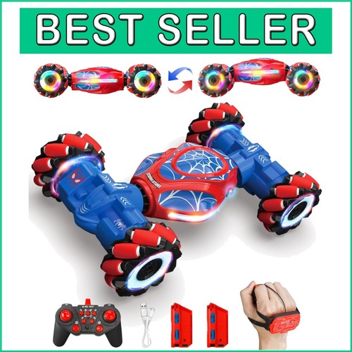 Stunt Spider RC Car with LED Lights - Rechargeable Fun for Kids Ages 6-12