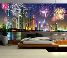 3D City Fireworks 4705 Wallpaper Mural Wall Print Wall Wallpaper Murals US Coco