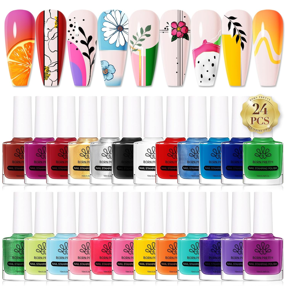 Born Pretty Nail Art Stamping Polish Valentine'S Day Nail Polish Set Manicure Pr