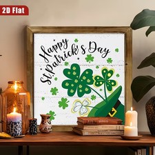 Vintage Happy St Patricks Day Wooden Plaque Accent For Living Room And Entryway