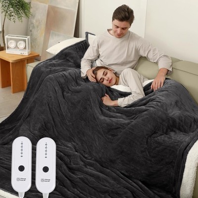 ESTINGO Electric Blanket King, Heated King King-100x90, 1-dark Gray