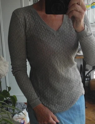 Pull léger GERARD DAREL t1 36/38 env. losanges ajourés avec cachemire beige - Photo 1/4