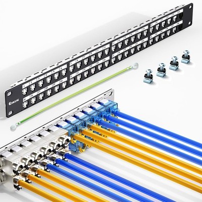 48-Port 1U 19-Inch Blank Keystone Patch Panel for Rackmount Wall Mount