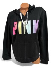 Victoria's Secret Pink Ombre Rainbow Campus Full Zip Hoodie Size XL