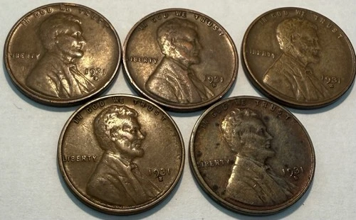 1931-S 1C BN Lincoln Wheat Cent - Qty 5 VF - Lot 31S-2 (5 Coins)