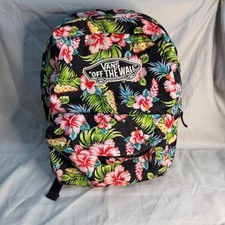 Vans Off The Wall Backpack Tropical Floral Hibiscus Print Black School Bag