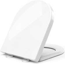Image of STOREMIC Soft Close D Shape Toilet Seat White PP Quick Release Anti-Bacterial