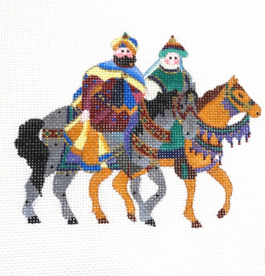  Needlepoint Hand Painted Canvas "2 Wiseman" Gorgeous Colors Brand New - Image 2 of 2