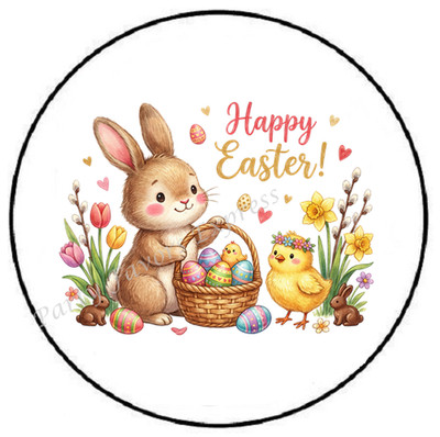 HAPPY EASTER BUNNY SPRING ENVELOPE SEALS LABELS STICKERS PARTY FAVORS