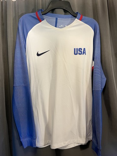 United States US Nike Aeroswift Soccer Long Sleeve Shirt Red White Blue Size L