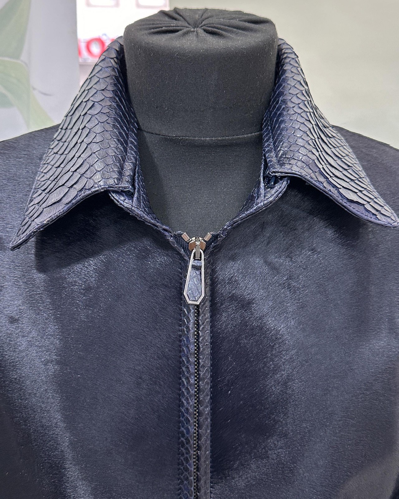 Genuine Python & Pony Hair Bomber Jacket - Handmade Luxury image 9