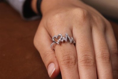 1Ctw Round Cut Real Moissanite Lifeline Anniversary Ring 14K White Gold Plated