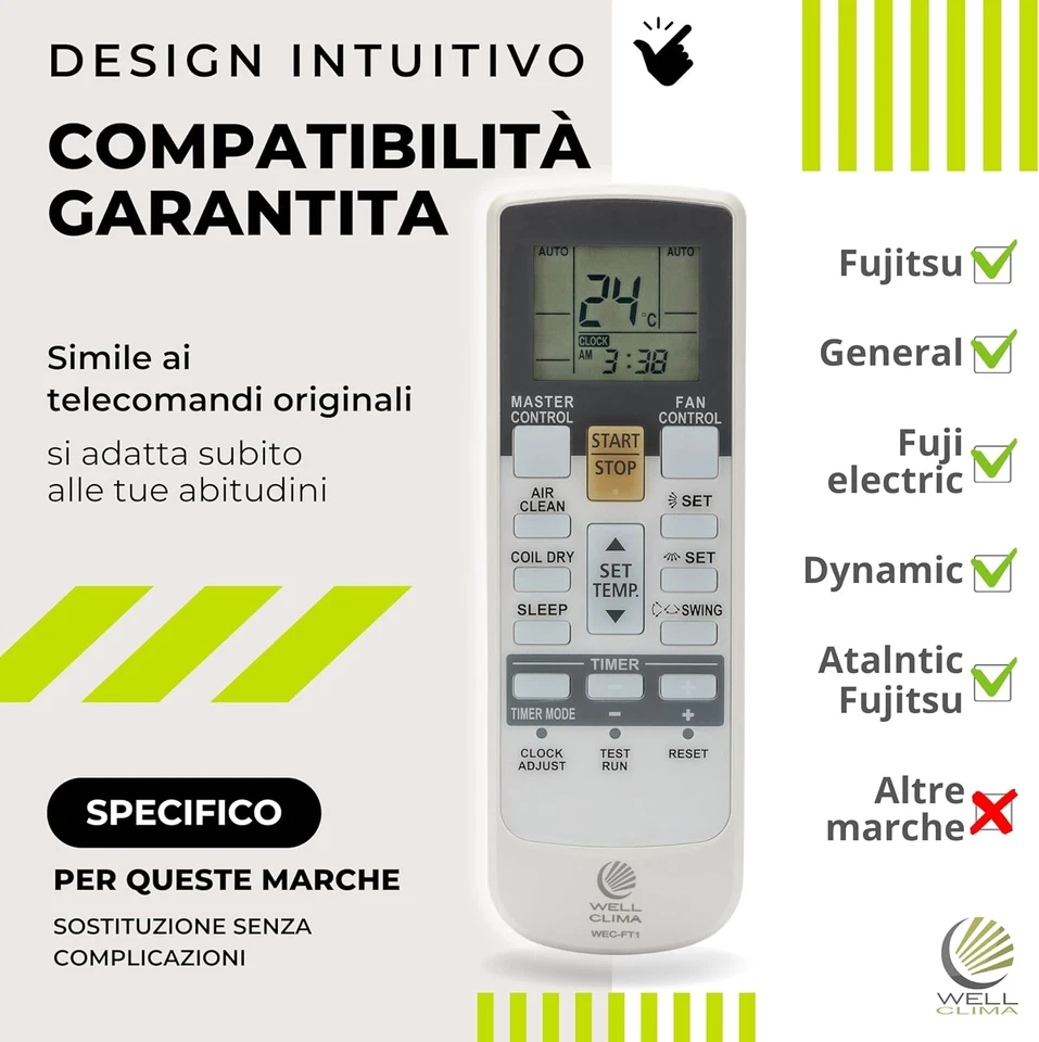 Telecomando Universale per Condizionatori Fujitsu - General, Pompa Di Calore, In - Immagine 2 di 4