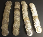 1964 Kennedy 90% Silver Half Dollar Lot 4 Rolls 80 Coins $40 Face Value