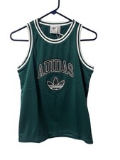 New Adidas Originals Jersey Boys Youth Size Medium Mesh Tank Retro Dark Green