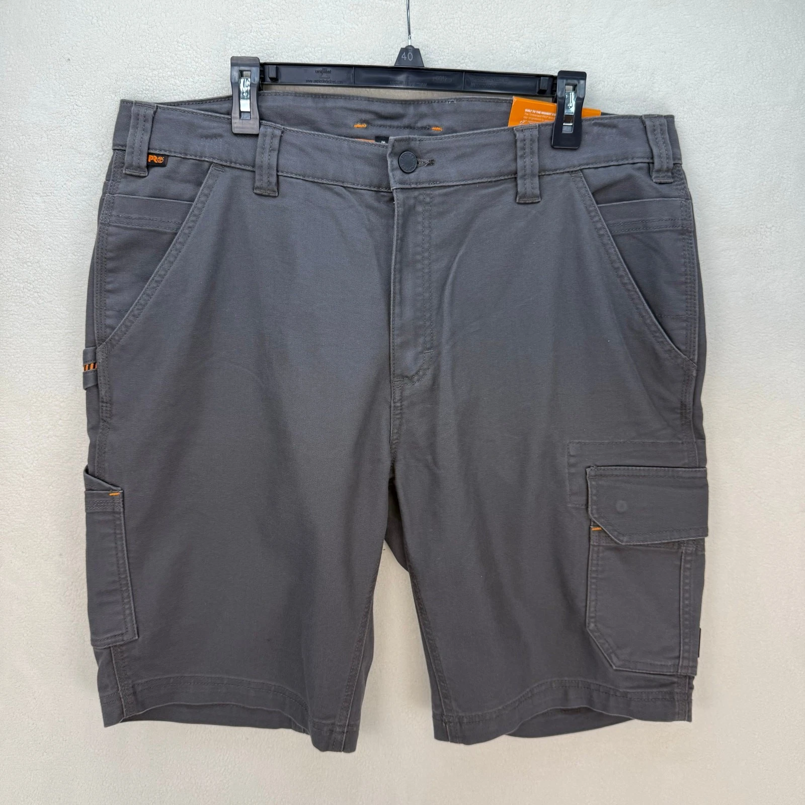 TIMBERLAND PRO MEN'S 38 IRONHIDE FLEX UTILITY CARGO SHORTS GRAY