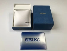 Large Seiko Watch Presentation Case Storage Box w/Pillow & Warranty Card - Blue 