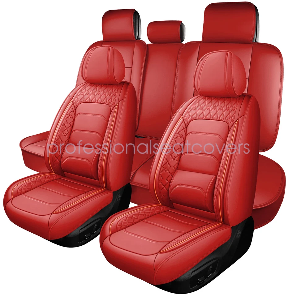 For Honda Civic Car 5Seat Cover Full Set Faux Waterproof Cushion Protector Red Foto 3 de 4
