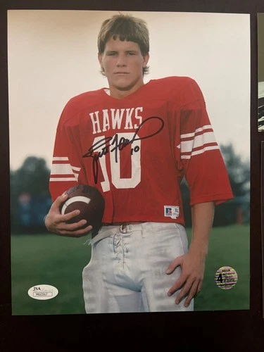 Brett Favre Autographed High School Photo 8x10 Hawks JSA