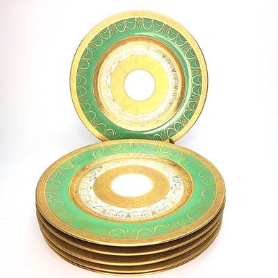 Vintage Heinrich & Co Selb Bavaria Germany Dinner Plate Green Gold