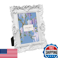 Laura Ashley 4x6 White Ornate Textured Hand-Crafted Resin Picture Frame with Eas