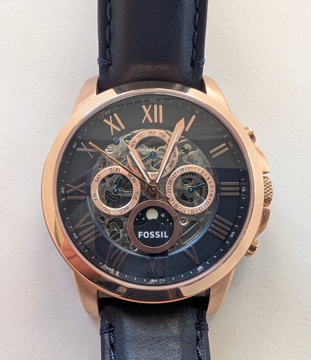 Fossil Men's ME3029 Grant, Automatic Watch, Rose Gold with Blue