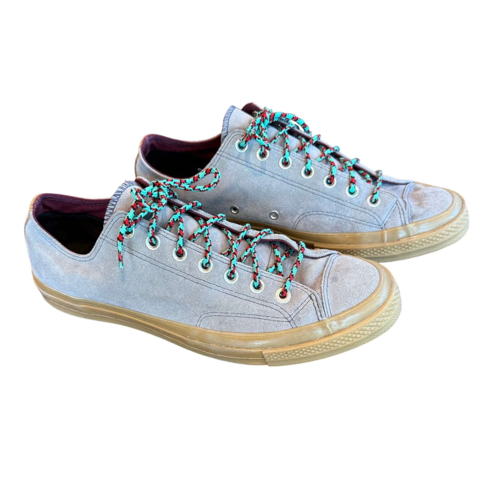 Converse Chuck Taylor All Star Suede Low Top Gray Trail Laces Mens 11.5 Retro