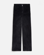 J. Crew Full Length Slim Wide-Leg Pant in Black Stretch Velvet Size 27