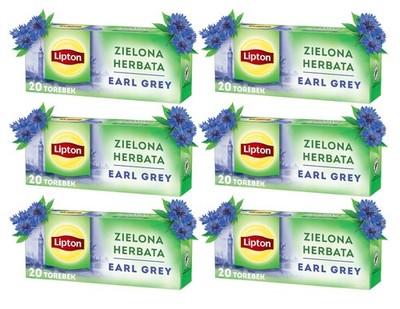 Lipton Earl Grey Grüner Tee 6x 20 Teebeutel - aromatisierter Grüntee 192g