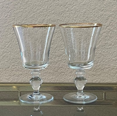 Circleware Goldrim Water Goblet Set of 2 Elegant Barware Vintage Style