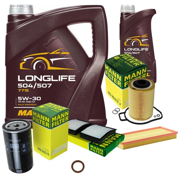 Mann Inspektionspaket Filterset 6L Mannol Longlife 5W-30 FüR BMW E36 318Tds-image
