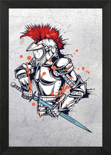 Poster arte da parete con cornice cavaliere punk quadro stampa su tela
