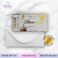 Personalised Disney Foil Ticket – Magical Disney Trip Announcement, Custom Gift