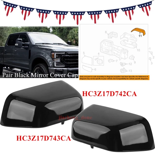 🔥Black Mirror Cover Cap For 2017 2018 2019-2022 Ford Super Duty F250 F350 F450