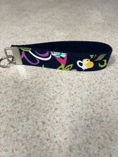 Key Ring Fob - Wristlet Style - Designer Ribbon Pattern - Perfect for Summer