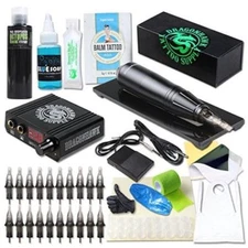 TOP LEVEL Complete Tattoo Kit Rotary Machine Gun motor pen Power Supply Needles
