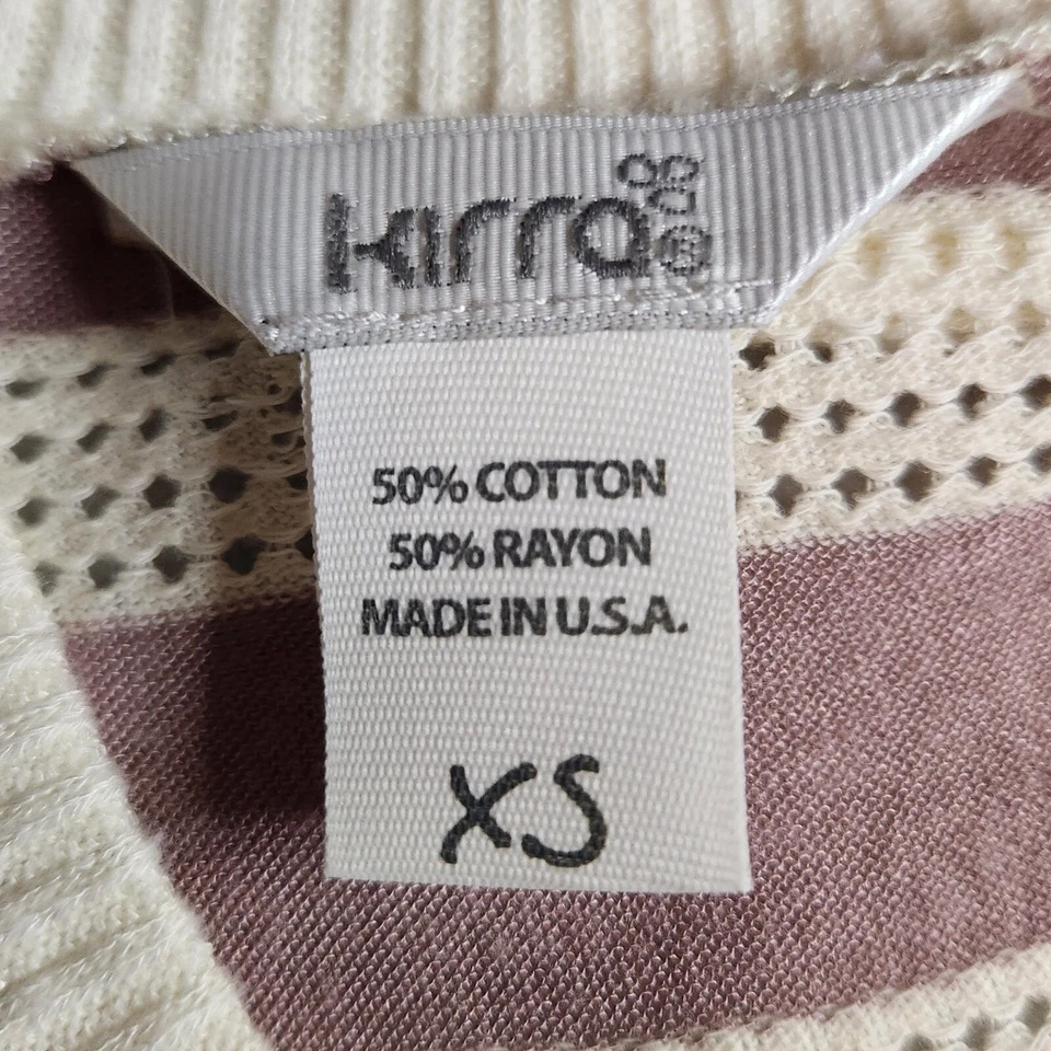 Cárdigan Kirra Mujer Talla XS Vino Crema Rayas Manga Corta Cerradura y Lazo Espalda Foto 4 de 4