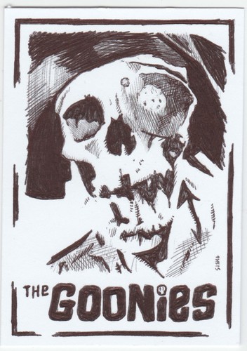 ACEO Art Sketch Card The Goonies Movie Pirate One Eyed Willie ink Drawing
