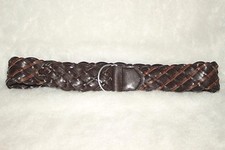 WOVEN Lt. Dk. Brown Reversible Leatherette Belt  One Size  EXCELLENT COND.