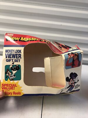 Vintage 1989 Tyco View-Master 3-D Disney Mickey Mouse Look Viewer Gift Set w Box