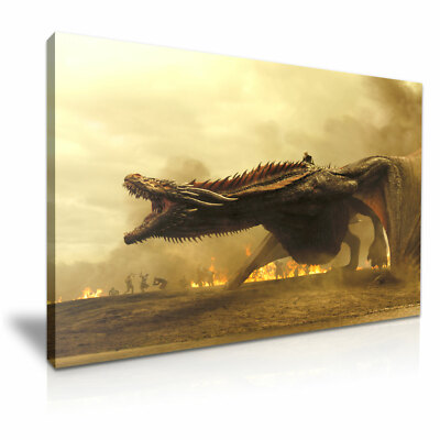 Game Of Thrones Daenerys Drache aufgespanntes Leinwandbild Wandbild weitere Größen