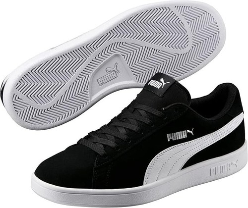 Puma Smash V2 Low Suede Trainers Black/White (BRAND NEW) Free Delivery ✅📦 - Picture 2 of 5