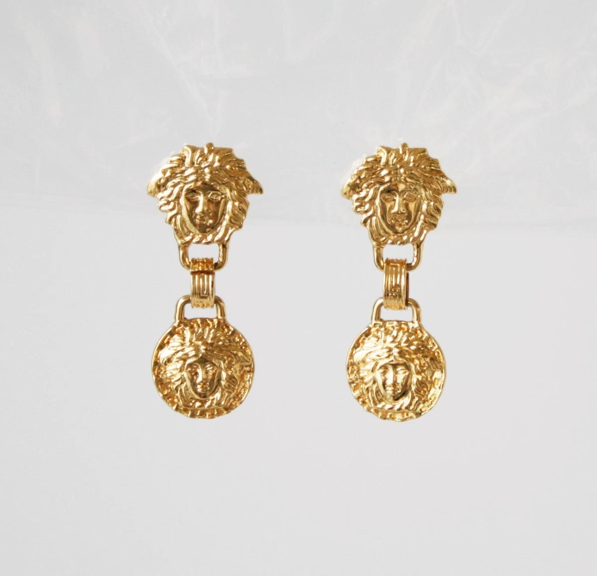 Gianni Versace Medusa Golden Drop Clip Earrings eBay